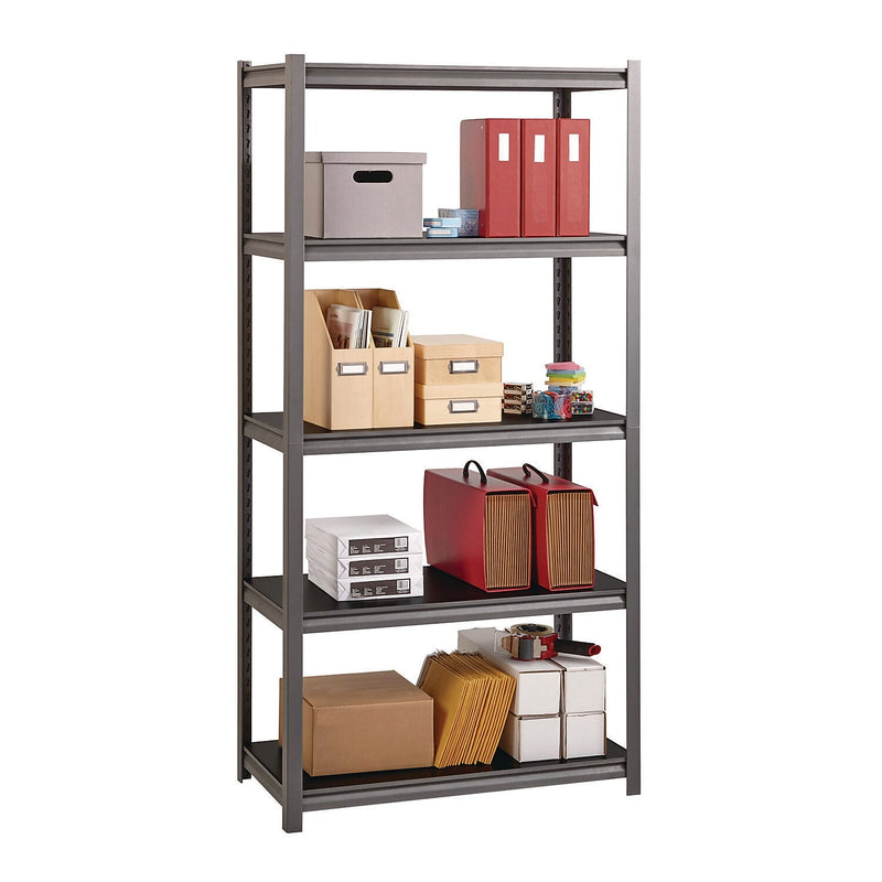 Alera 3200 Series 5-Shelf Steel Shelving Unit with Laminate Shelves, 72" x 36" x 18", Black (26113)