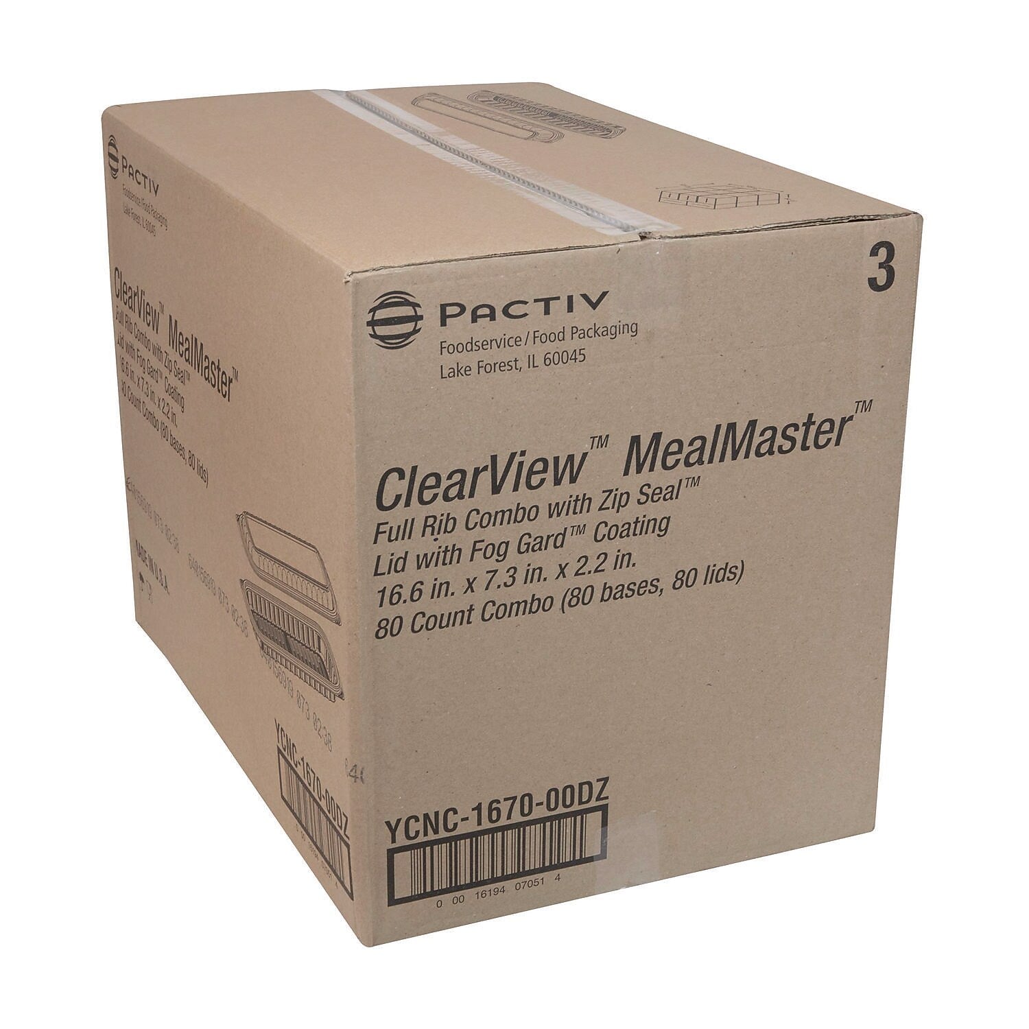 Pactiv Evergreen MealMaster Rib Container Base/Lid, 80/Carton (YCNC167000DZ)