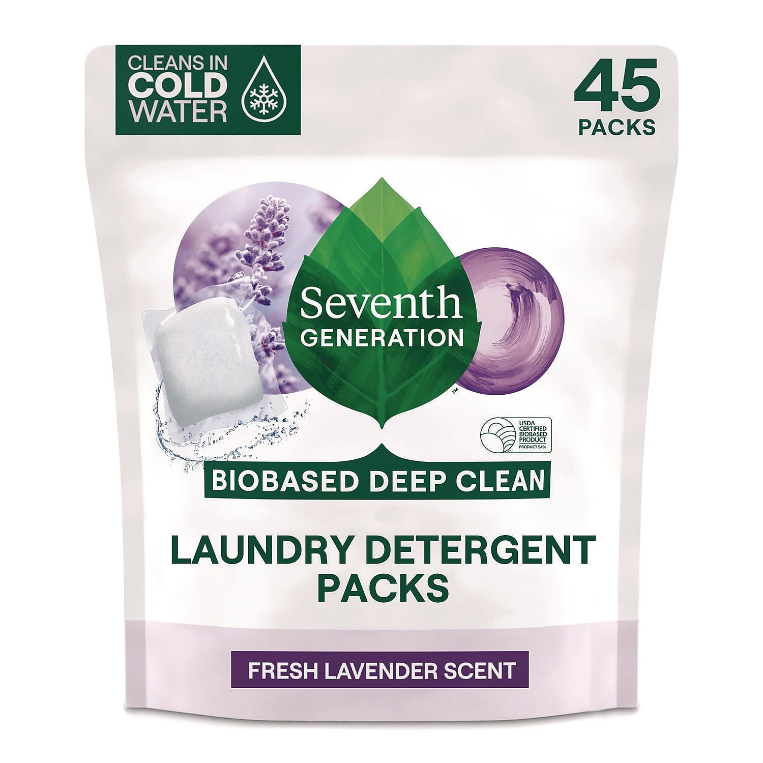 Seventh Generation HE Laundry Detergent Capsules, Lavender Scent, 45.1 oz., 45 Capsules/Pack, 8 Packs/Carton (62692700)