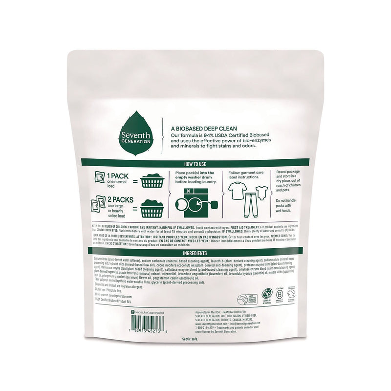Seventh Generation HE Laundry Detergent Capsules, Lavender Scent, 45.1 oz., 45 Capsules/Pack, 8 Packs/Carton (62692700)