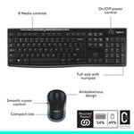 Logitech Combo MK270 Wireless Keyboard & Mouse, Black (920-004536)