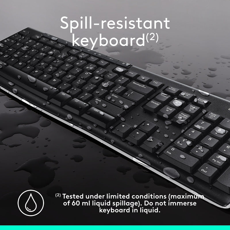 Logitech Combo MK270 Wireless Keyboard & Mouse, Black (920-004536)
