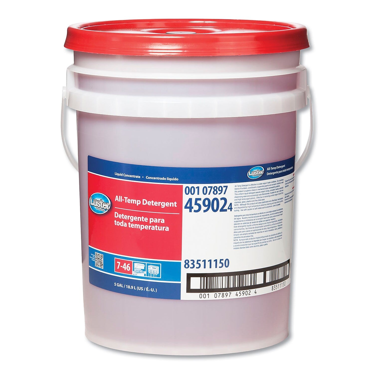 Luster Professional All-Temp Liquid Dishwashing Detergent, Mild Scent, 5 Gallon (45902)
