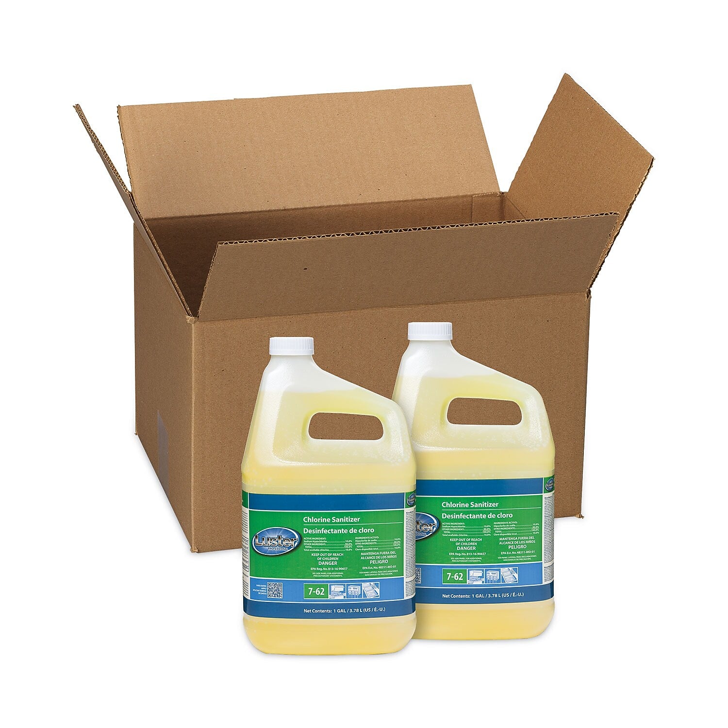 Luster Professional Liquid Chlorine Sanitizer Dishwasher Detergent, Chlorine Scent, 1 Gallon, 2/Carton (45916)