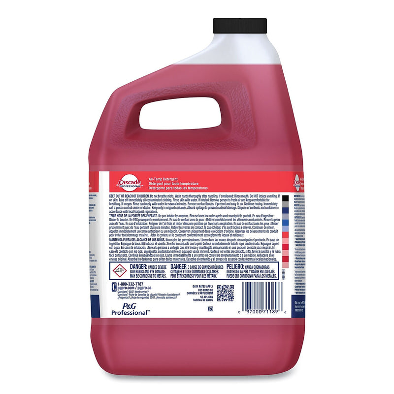 Cascade Professional All-Temp Liquid Dishwashing Detergent, Unscented, 1 Gallon, 2/Carton (71189)