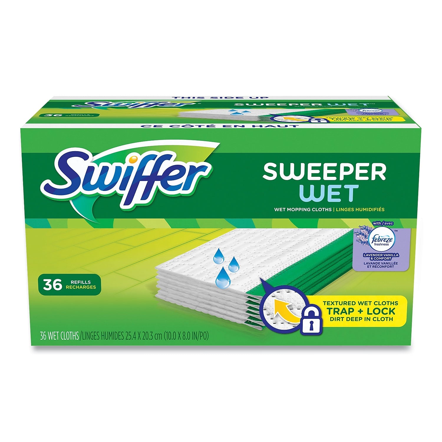 Swiffer Wet Refill Cloths, Lavender Vanilla and Comfort Scent, White, 36/Carton (80333673)