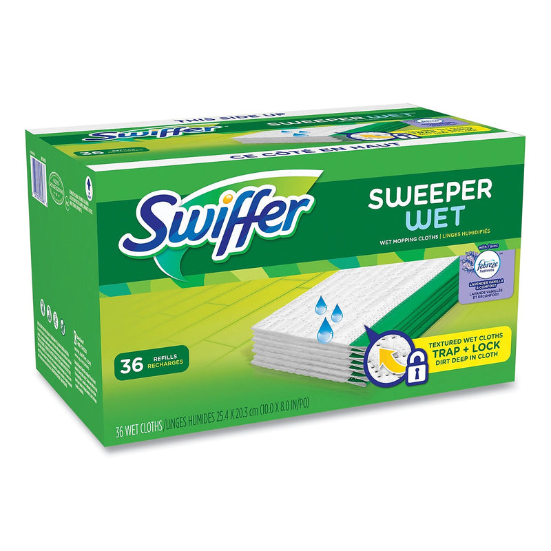 Swiffer Wet Refill Cloths, Lavender Vanilla and Comfort Scent, White, 36/Carton (80333673)