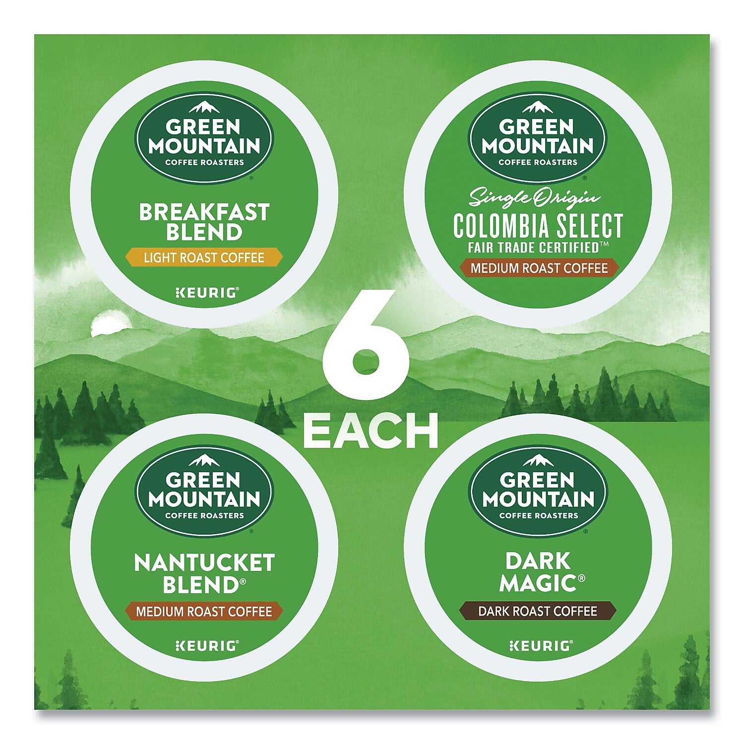 Green Mountain Assorted Flavor Coffee Keurig K-Cup Pods, 24/Box (5000374159)