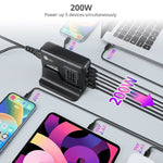 SIIG GaN USB-A/USB-C Charging Stand, 200W, Black (AC-PW1Y11-S1)