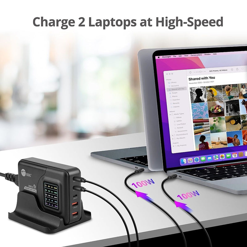 SIIG GaN USB-A/USB-C Charging Stand, 200W, Black (AC-PW1Y11-S1)