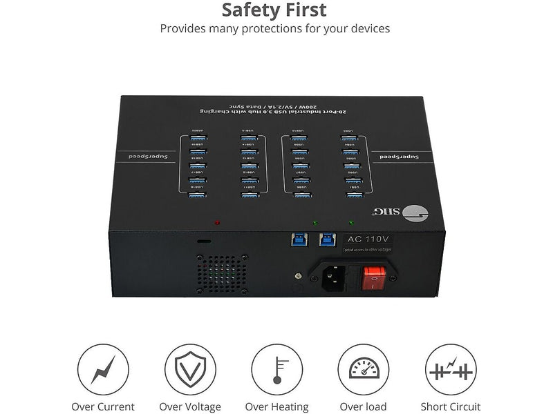 SIIG USB-A Charging Station, 200W, Black (ID-US0611-S1)