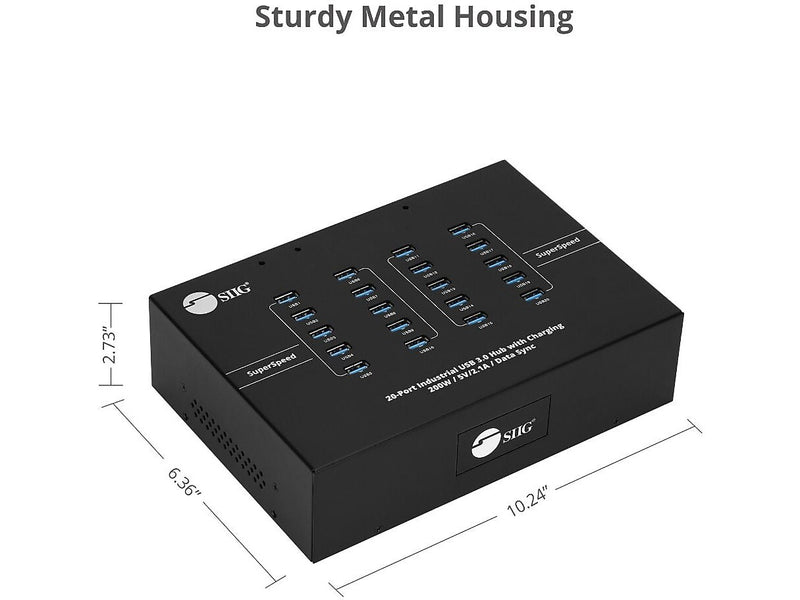 SIIG USB-A Charging Station, 200W, Black (ID-US0611-S1)