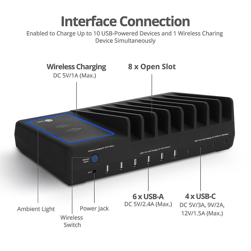 SIIG USB-A/USB-C Charging Station, 150W, Black (AC-PW1R11-S1)