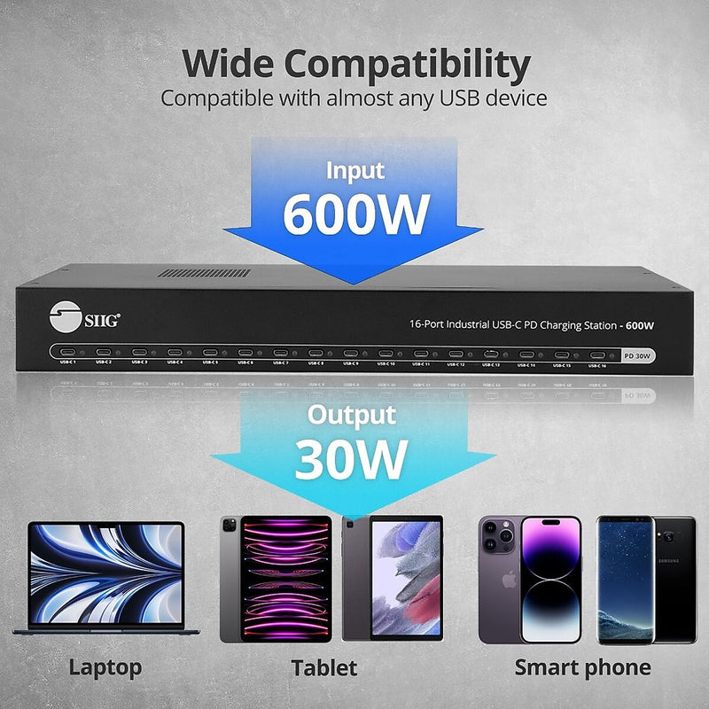 SIIG USB-C Charging Station, 600W, Black  (ID-US0A11-S1)