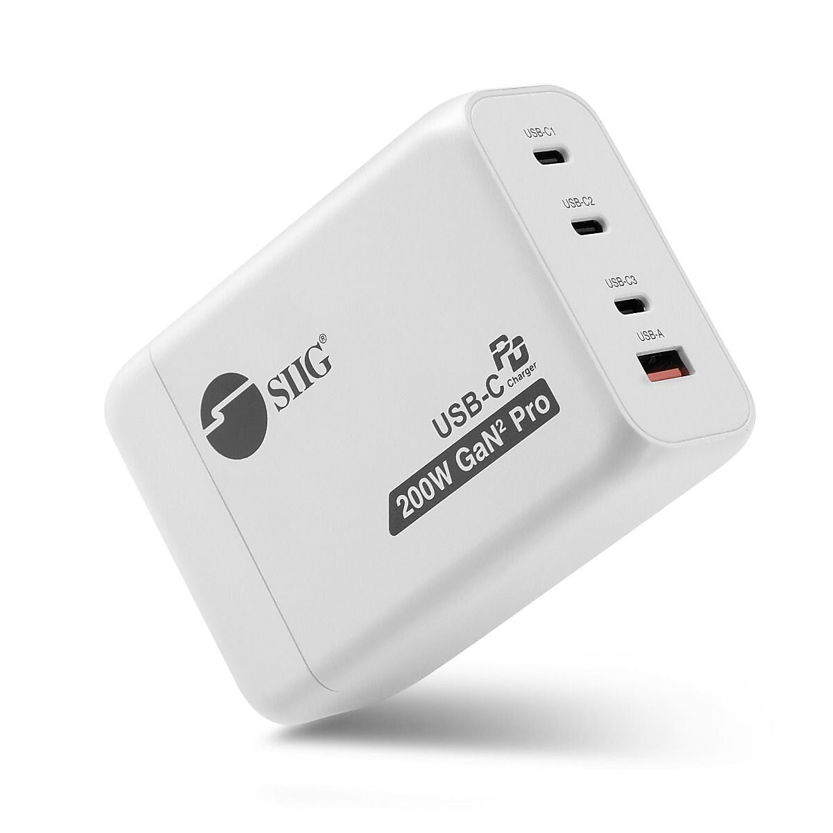 SIIG GaN USB-A/USB-C Charger, 200W, White (AC-PW1V11-S1)