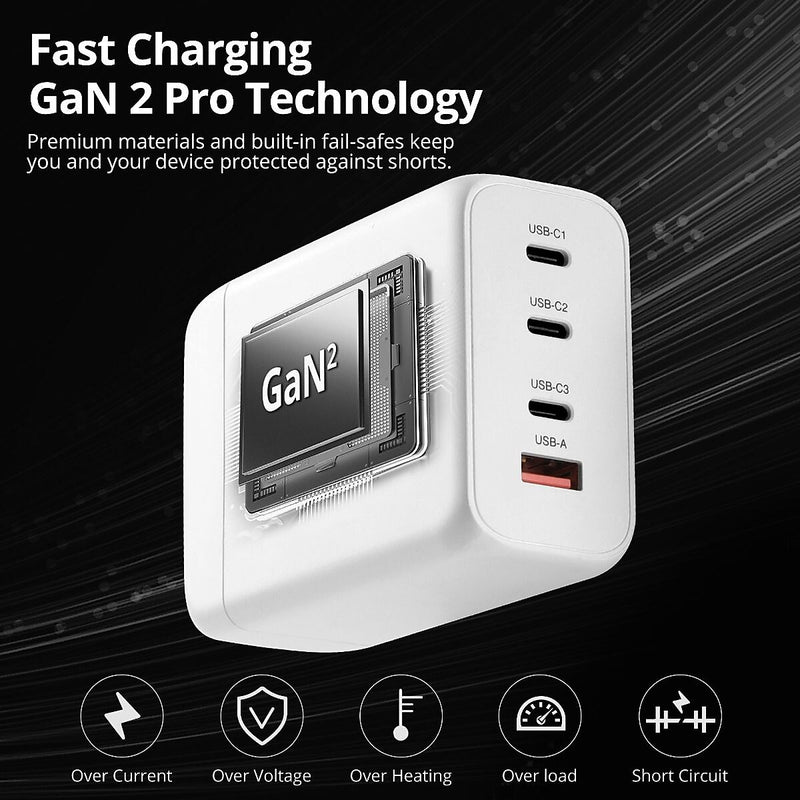 SIIG GaN USB-A/USB-C Charger, 200W, White (AC-PW1V11-S1)