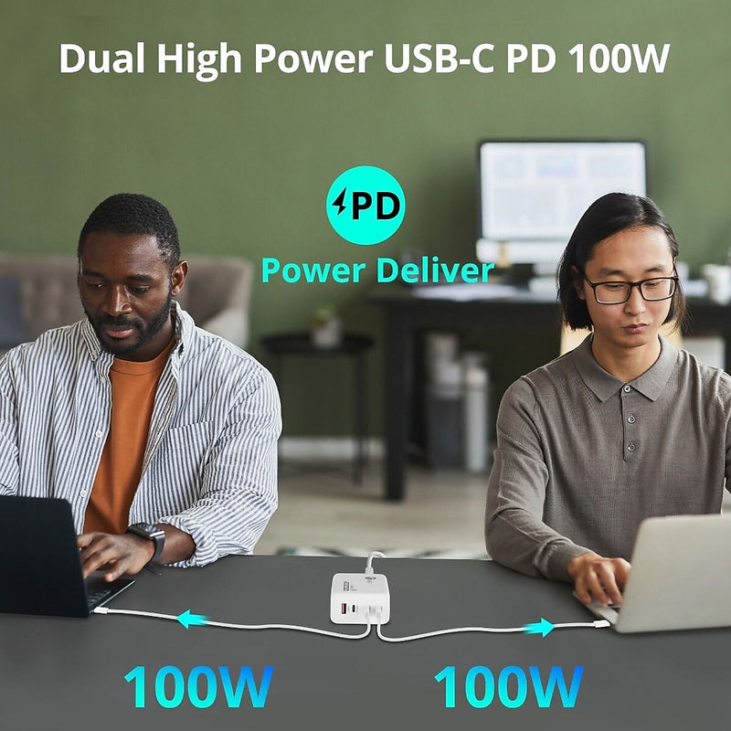 SIIG GaN USB-A/USB-C Charger, 200W, White (AC-PW1V11-S1)