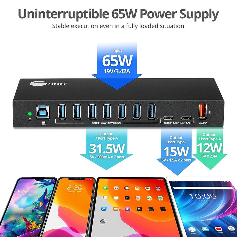 SIIG USB-A/USB-C Charging Station, 65W, Black (ID-US0811-S1)