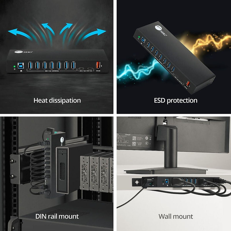 SIIG USB-A/USB-C Charging Station, 65W, Black (ID-US0811-S1)