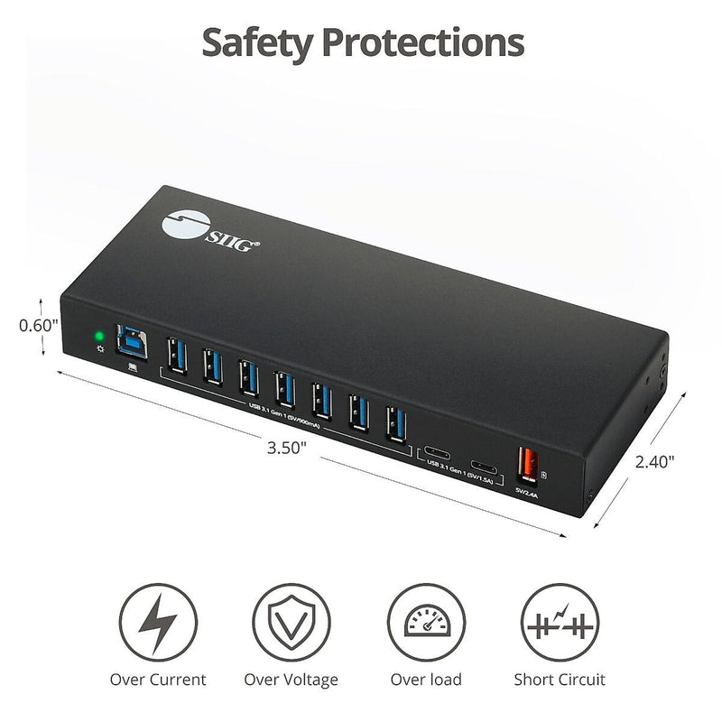 SIIG USB-A/USB-C Charging Station, 65W, Black (ID-US0811-S1)
