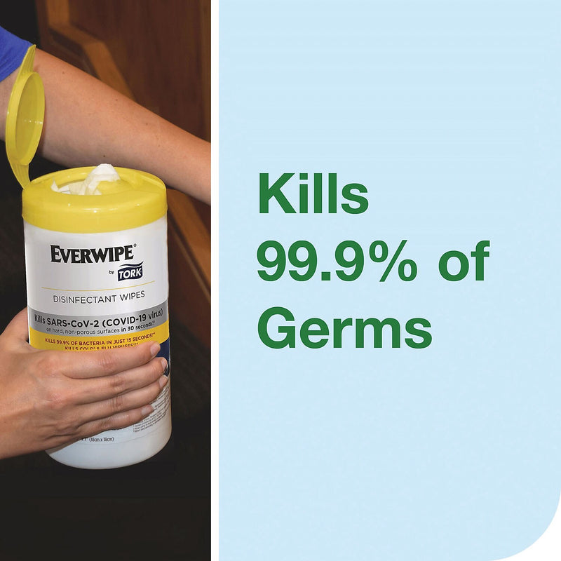 Tork Disinfecting Wipes, Lemon Scent, 75 Wipes/Canister, 6/Carton (192820)