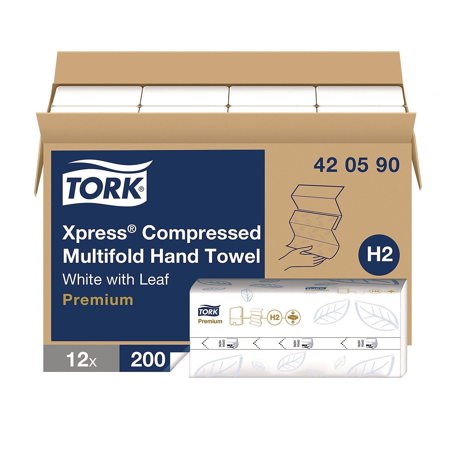 Tork Xpress Multifold Paper Towels, 1-Ply, 200 Sheets/Pack, 12 Packs/Carton (420590)