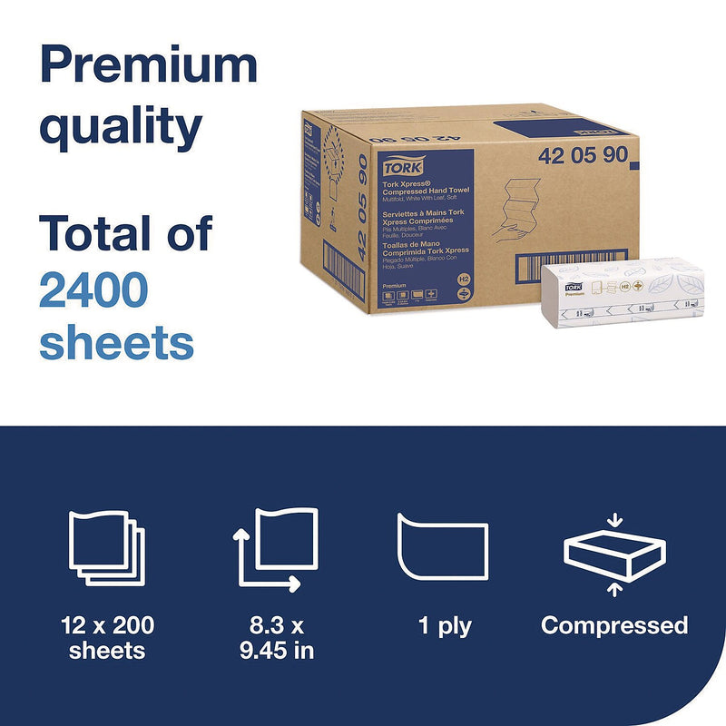 Tork Xpress Multifold Paper Towels, 1-Ply, 200 Sheets/Pack, 12 Packs/Carton (420590)
