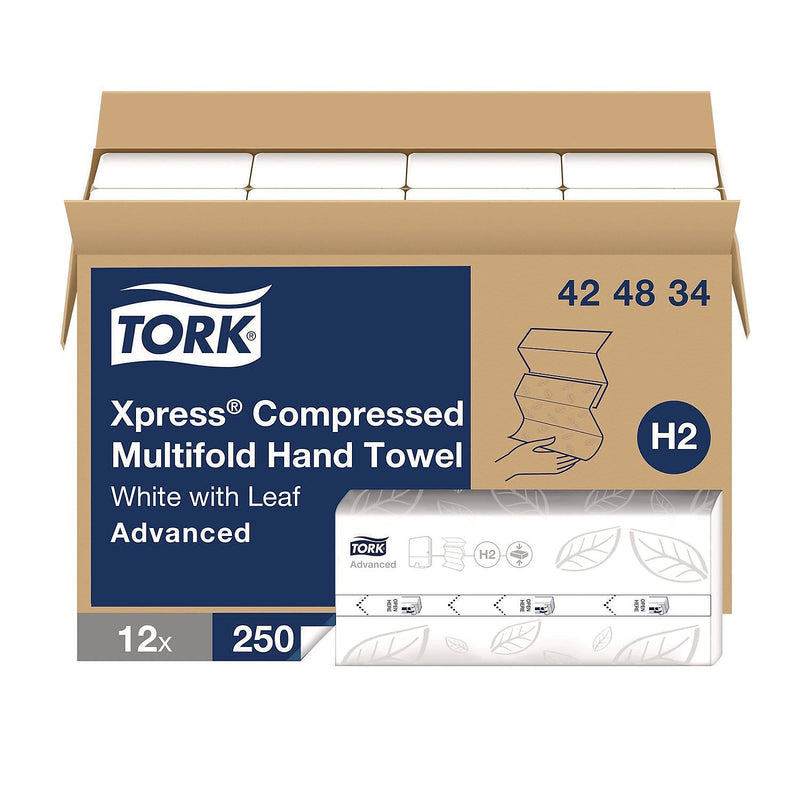 Tork Xpress Multifold Paper Towels, 1-Ply, 250 Sheets/Pack, 12 Packs/Carton (424834)