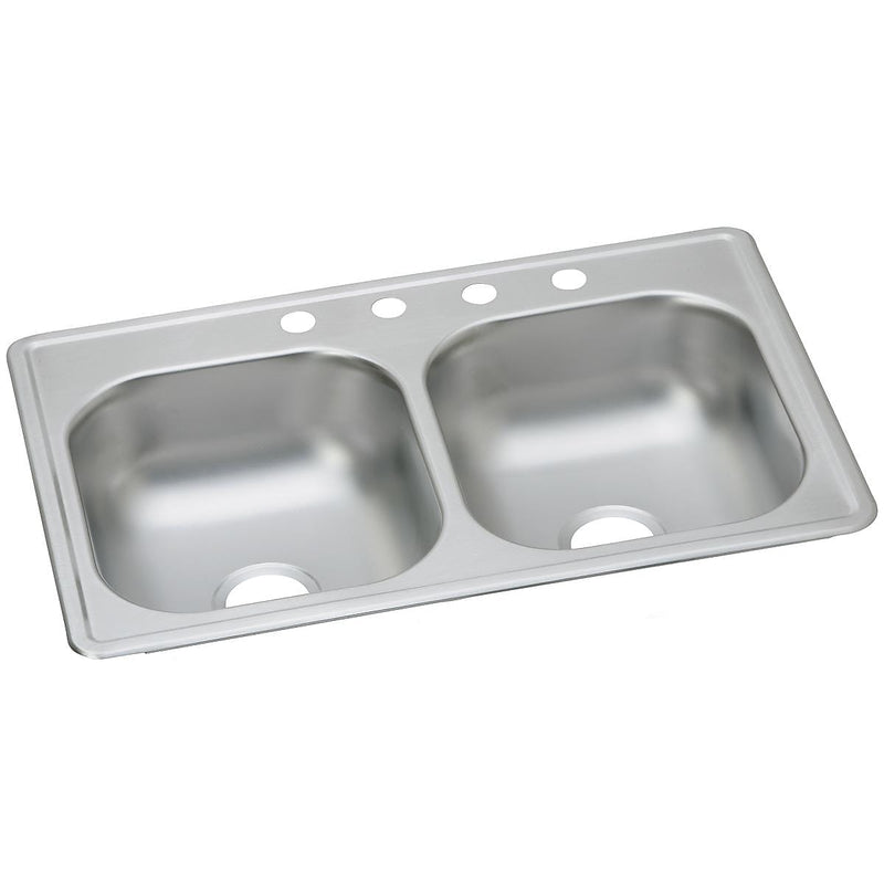 Elkay Dayton Stainless Steel 33" x 19" x 6-7/16", Equal Double Bowl Top Mount Sink (D233193)