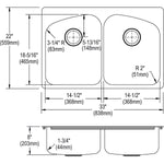 Elkay Dayton Stainless Steel 33" x 22" x 8", Equal Double Bowl Dual Mount Sink (DPXSR233222R)
