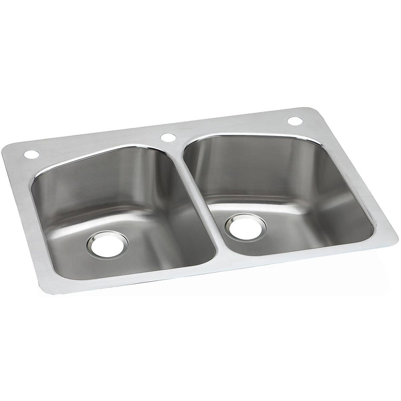 Elkay Dayton Stainless Steel 33" x 22" x 8", Equal Double Bowl Dual Mount Sink (DPXSR233222R)