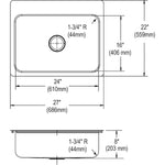 Elkay Dayton Stainless Steel 27" x 22" x 8", Single Bowl Dual Mount Sink (DSESR127221)