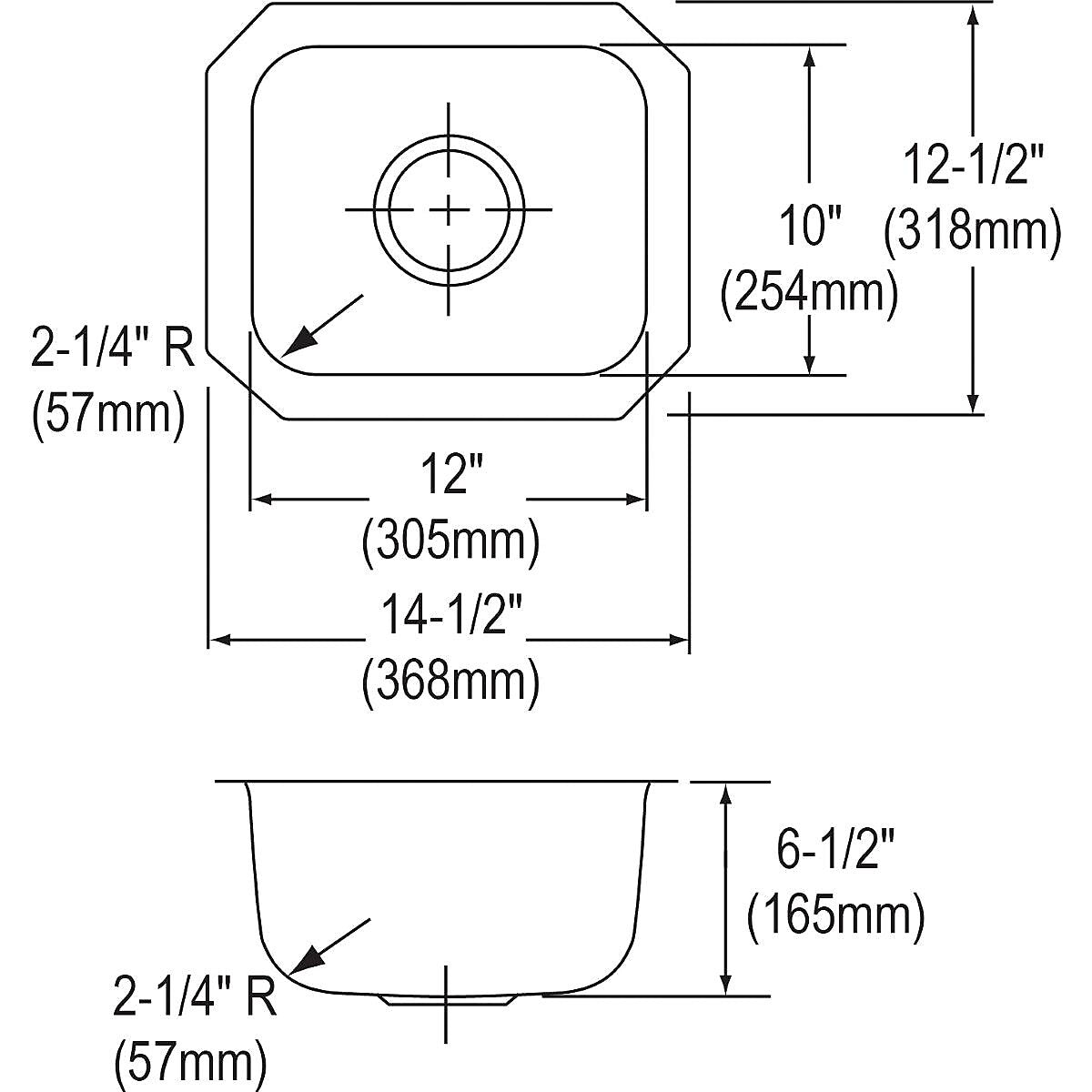 Elkay Dayton Stainless Steel 14-1/2" x 12-1/2" x 6-1/2", Single Bowl Undermount Bar Sink (DXUH1210)