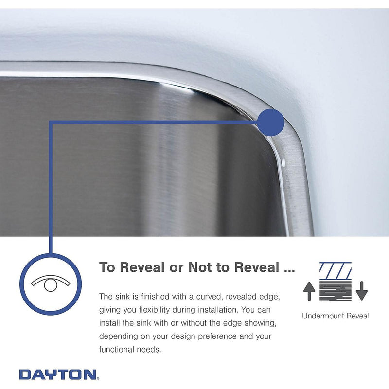 Elkay Dayton Stainless Steel 14-1/2" x 12-1/2" x 6-1/2", Single Bowl Undermount Bar Sink (DXUH1210)
