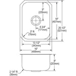 Elkay Dayton Stainless Steel 16" x 20-1/2" x 8", Single Bowl Undermount Bar Sink (DXUH1318)