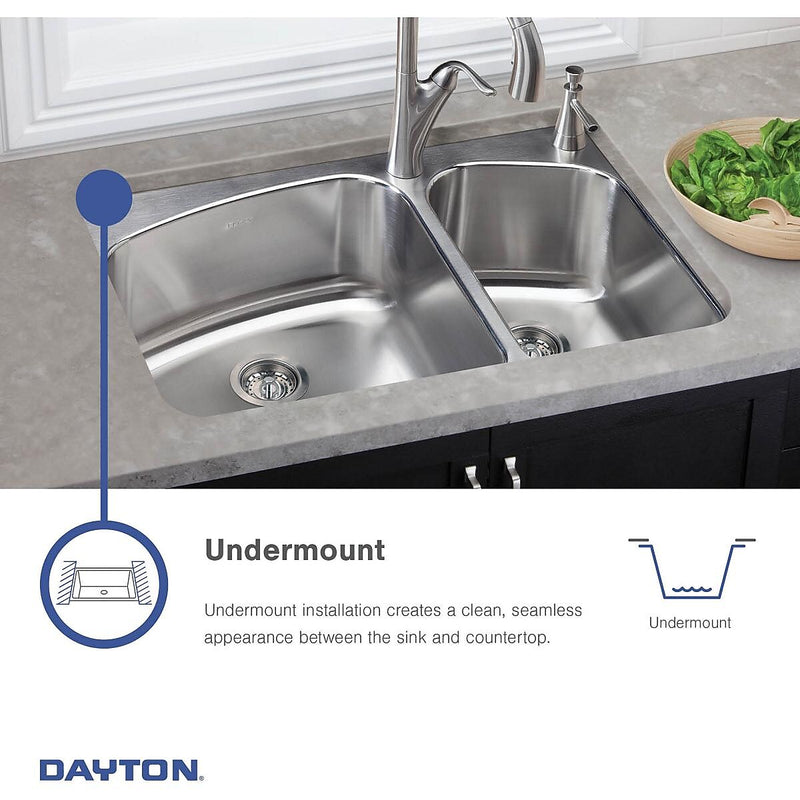 Elkay Dayton Stainless Steel 16" x 20-1/2" x 8", Single Bowl Undermount Bar Sink (DXUH1318)