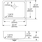 Elkay Lustertone Stainless Steel 23-1/2" x 18-1/4" x 7-1/2", Single Bowl Undermount Sink with Perfect Drain (ELUH2115PD)