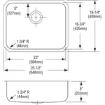 Elkay Lustertone Stainless Steel 25-1/2" x 19-1/4" x 8", Single Bowl Undermount Sink (ELUH2317)