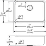 Elkay Lustertone Stainless Steel 26-1/2" x 18-1/2" x 8", Single Bowl Undermount Sink (ELUH2416)