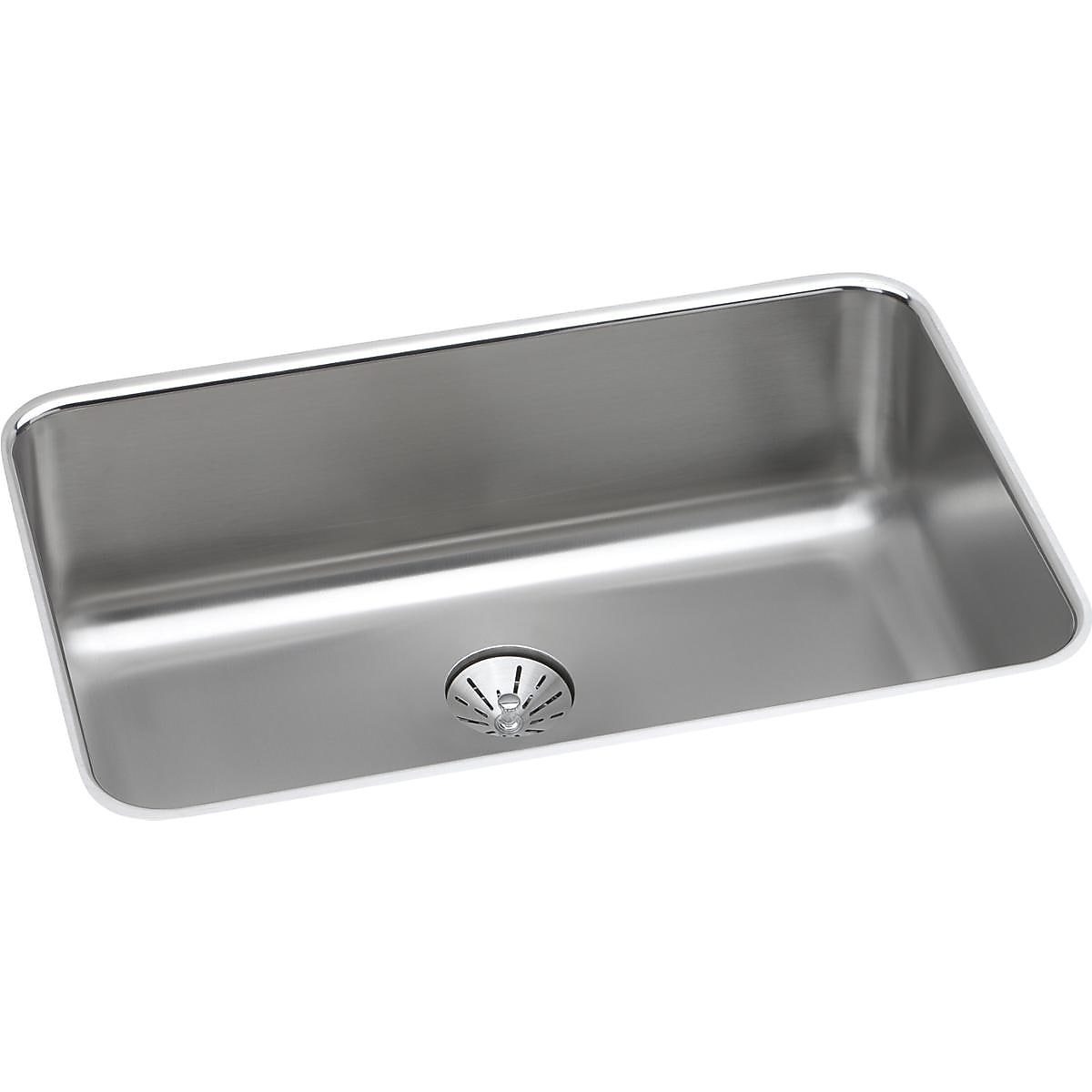 Elkay Lustertone Stainless Steel 26-1/2" x 18-1/2" x 8", Single Bowl Undermount Sink with Perfect Drain (ELUH2416PD)