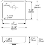 Elkay Lustertone Stainless Steel 23-1/2" x 18-1/4" x 5-3/8", Single Bowl Undermount ADA Sink with Perfect Drain (ELUHAD211555PD)