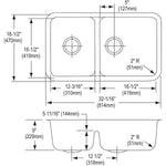 Elkay Lustertone Stainless Steel 32-1/16" x 18-1/2" x 9", 40/60 Double Bowl Undermount Sink with Aqua Divide (ELUHAQD32179)