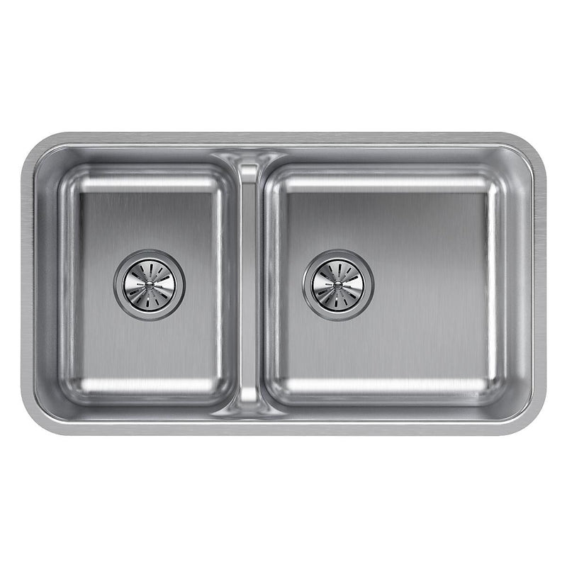 Elkay Lustertone Stainless Steel 32-1/16" x 18-1/2" x 9", 40/60 Double Bowl Undermount Sink with Aqua Divide (ELUHAQD32179)