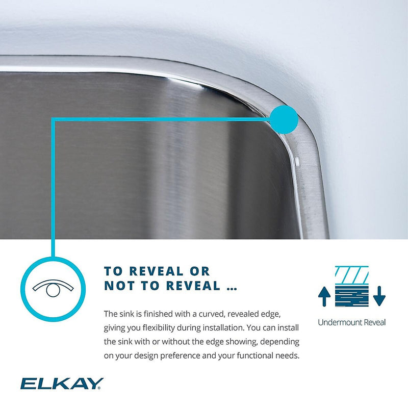 Elkay Stainless Steel 16-3/8" x 16-3/8" x 7", Single Bowl Dual Mount Bar Sink, Hammered Mirror (SCF16FBSH)