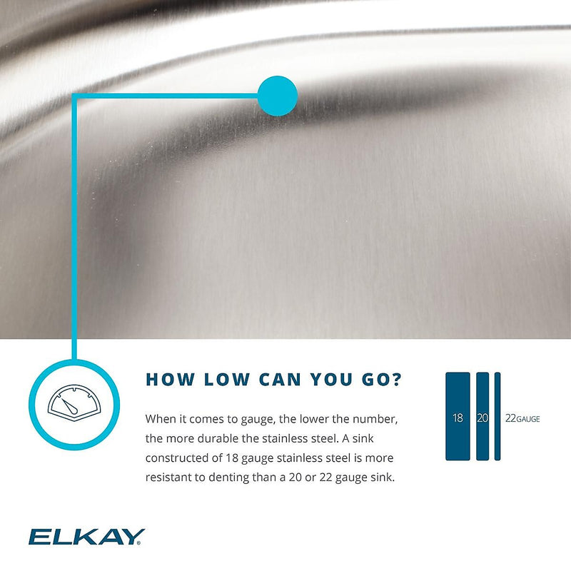 Elkay Stainless Steel 16-3/8" x 16-3/8" x 7", Single Bowl Dual Mount Bar Sink, Hammered Mirror (SCF16FBSH)