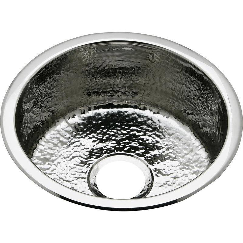 Elkay Stainless Steel 16-3/8" x 16-3/8" x 7", Single Bowl Dual Mount Bar Sink, Hammered Mirror (SCF16FBSH)