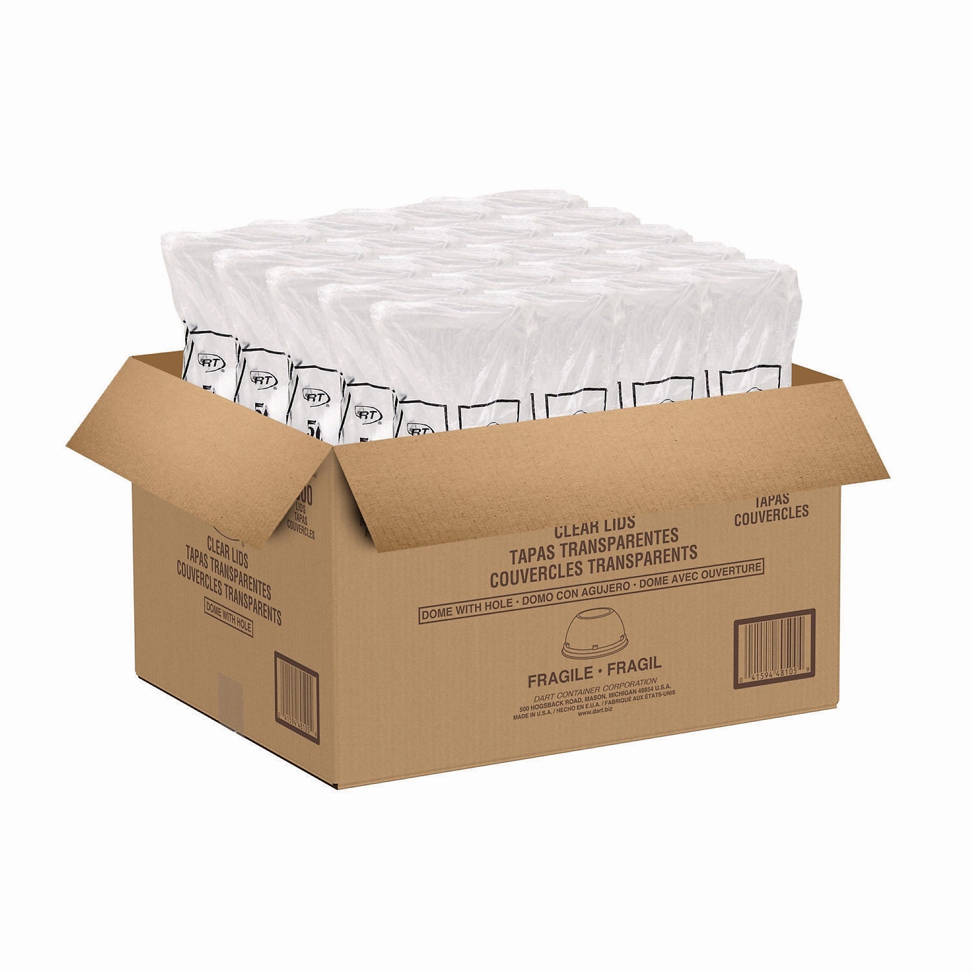Dart Straw-Slotted Oriented Polystyrene Dome-Top Cold Cup Lid, Fits 12 oz. to 24 oz. Cup, Clear, 1,000/Carton (16LCDHX)