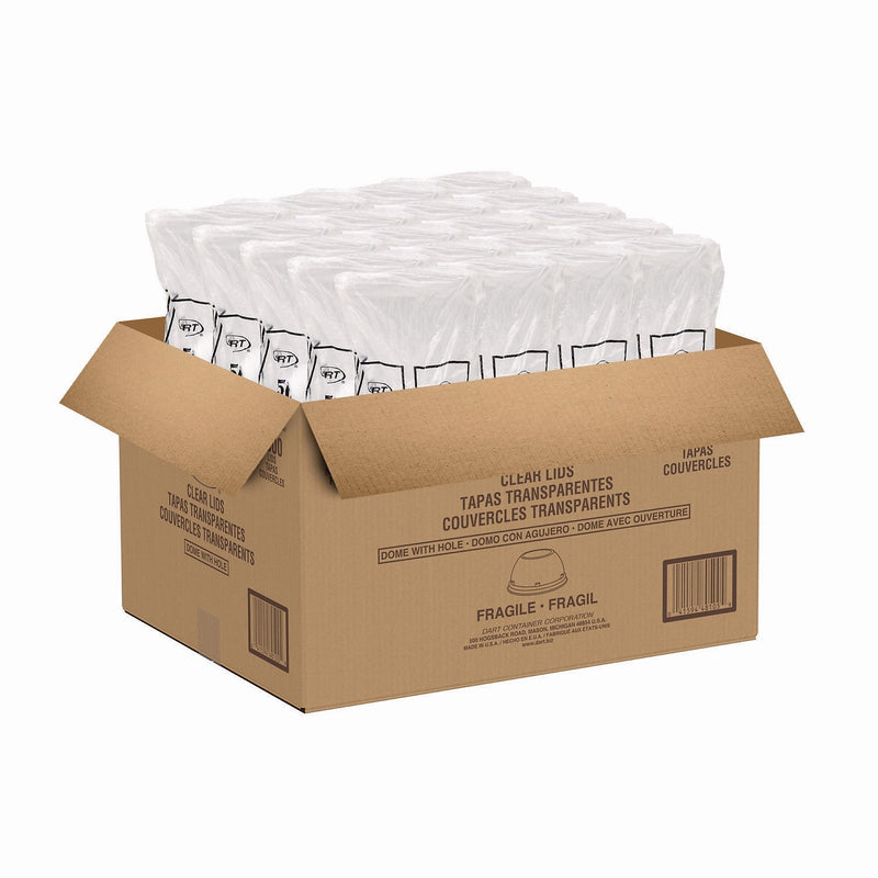 Dart Straw-Slotted Oriented Polystyrene Dome-Top Cold Cup Lid, Fits 12 oz. to 24 oz. Cup, Clear, 1,000/Carton (16LCDHX)