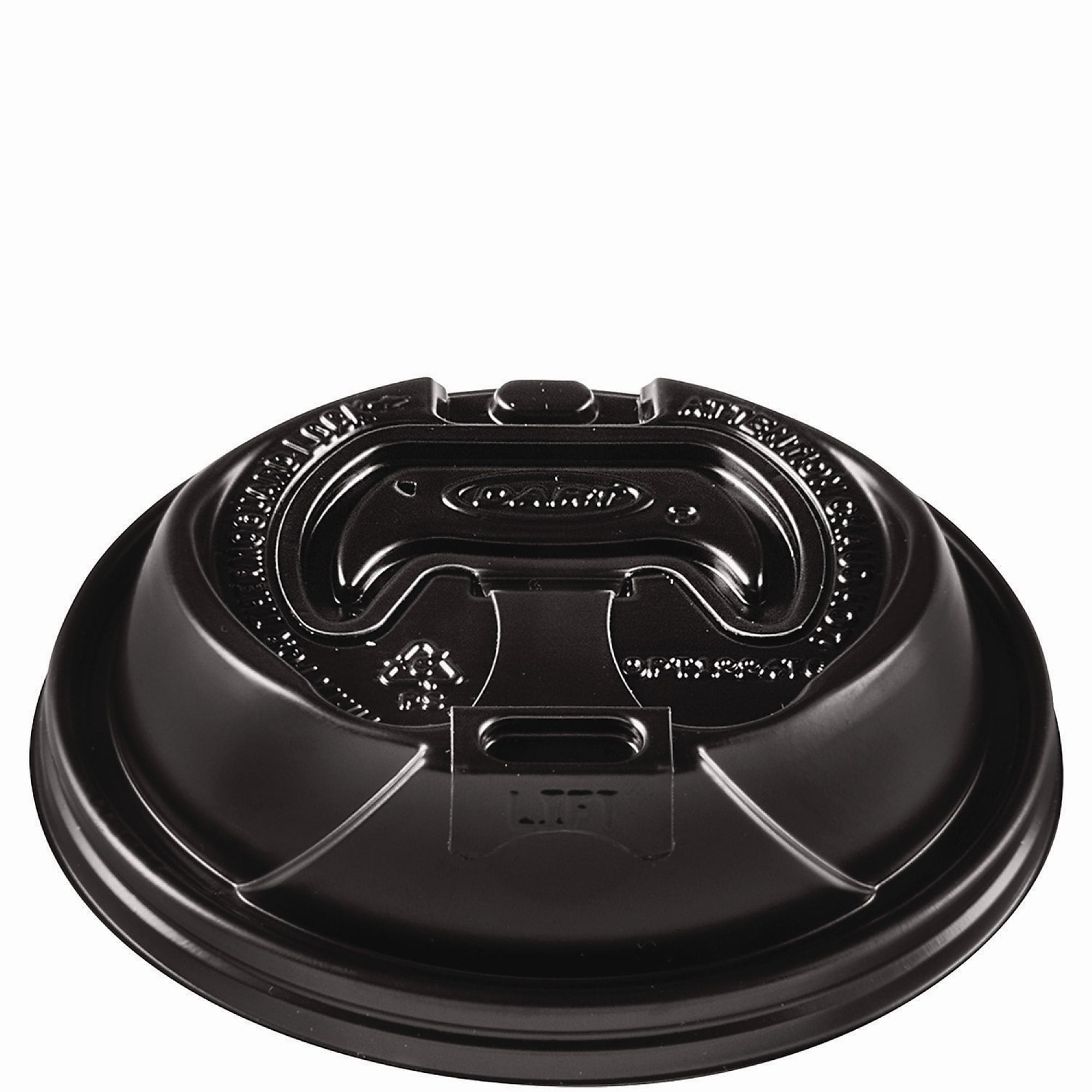 Dart Optima Reclosable Polystyrene Hot Cup Lid, Fits 12 oz. to 24 oz. Cup, Black, 1,200/Carton (OPT1224TGB)