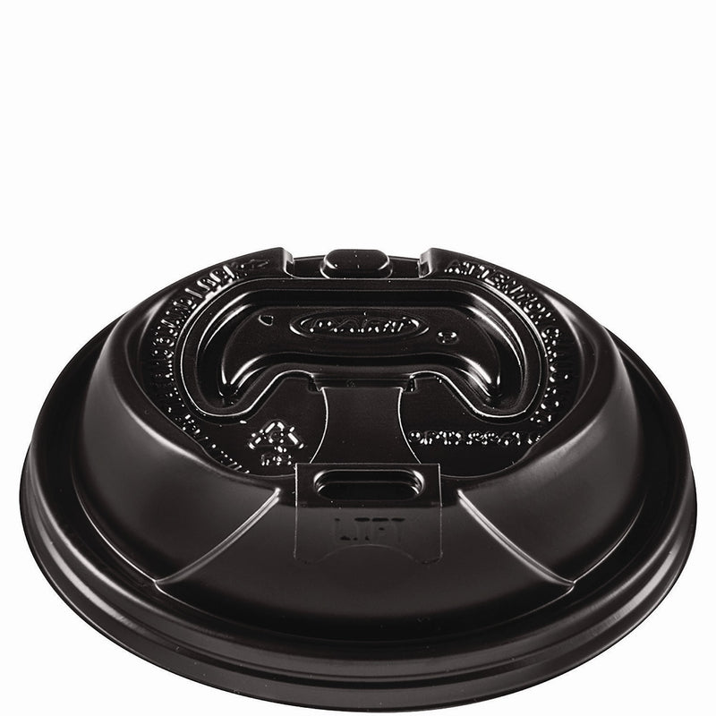 Dart Optima Reclosable Polystyrene Hot Cup Lid, Fits 12 oz. to 24 oz. Cup, Black, 1,200/Carton (OPT1224TGB)